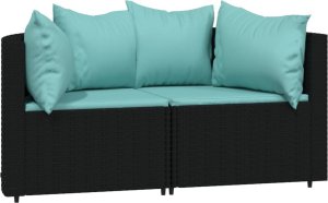 vidaXL Narożne moduły sofy z poduszkami, 2 szt., czarne, polirattan 2