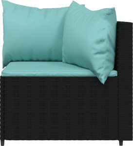 vidaXL Narożne moduły sofy z poduszkami, 2 szt., czarne, polirattan 5