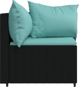 vidaXL Narożne moduły sofy z poduszkami, 2 szt., czarne, polirattan 6