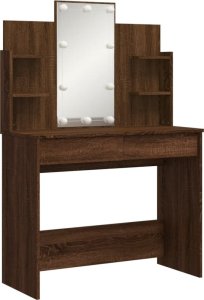 vidaXL Toaletka z oświetleniem LED, brązowy dąb, 96x40x142 cm 3