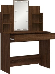 vidaXL Toaletka z oświetleniem LED, brązowy dąb, 96x40x142 cm 4