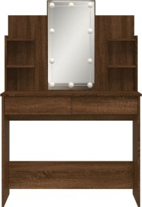 vidaXL Toaletka z oświetleniem LED, brązowy dąb, 96x40x142 cm 5