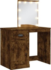 vidaXL Toaletka z oświetleniem LED, przydymiony dąb, 90x42x132,5 cm 2