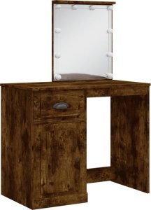 vidaXL Toaletka z oświetleniem LED, przydymiony dąb, 90x42x132,5 cm 3