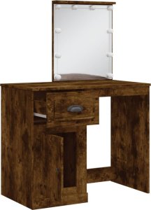 vidaXL Toaletka z oświetleniem LED, przydymiony dąb, 90x42x132,5 cm 4