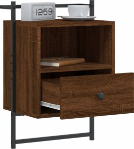 vidaXL Szafka nocna, wisząca, brązowy dąb, 40x30x61 cm 4