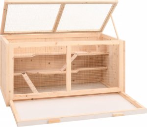 vidaXL Klatka dla chomika, 89,5x45x45 cm, lite drewno jodłowe 3