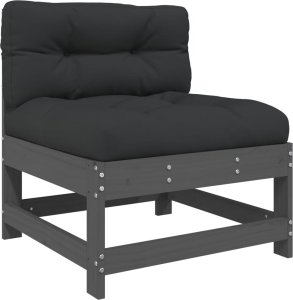 vidaXL Siedzisko środkowe z poduszkami, szare, lite drewno sosnowe 2