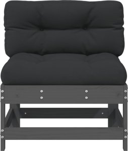 vidaXL Siedzisko środkowe z poduszkami, szare, lite drewno sosnowe 3
