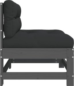 vidaXL Siedzisko środkowe z poduszkami, szare, lite drewno sosnowe 4