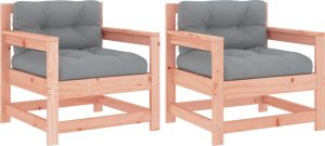 vidaXL Fotele ogrodowe z poduszkami, 2 szt., lite drewno daglezjowe 2