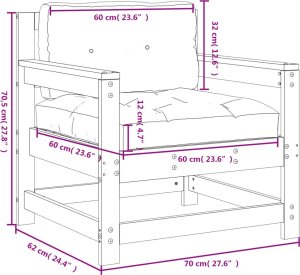 vidaXL Fotele ogrodowe z poduszkami, 2 szt., lite drewno daglezjowe 10