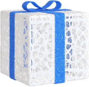 vidaXL Podświetlane prezenty świąteczne, 3 szt., 64 LED, ciepła biel 9