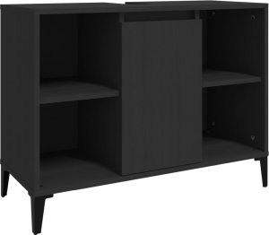 vidaXL Szafka pod umywalkę, czarna, 80x33x60 cm 2