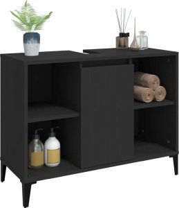 vidaXL Szafka pod umywalkę, czarna, 80x33x60 cm 4