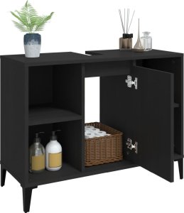 vidaXL Szafka pod umywalkę, czarna, 80x33x60 cm 5