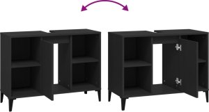 vidaXL Szafka pod umywalkę, czarna, 80x33x60 cm 9