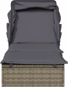 vidaXL Leżak ze składanym dachem, szary, 213x63x97 cm, polirattan 5