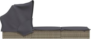 vidaXL Leżak ze składanym dachem, szary, 213x63x97 cm, polirattan 6