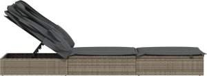 vidaXL Leżak ze składanym dachem, szary, 213x63x97 cm, polirattan 7