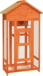 vidaXL Klatka dla ptaków, brązowa, 91,5x53x170 cm, lite drewno sosnowe 2