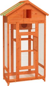 vidaXL Klatka dla ptaków, brązowa, 91,5x53x170 cm, lite drewno sosnowe 4