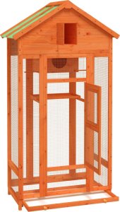 vidaXL Klatka dla ptaków, brązowa, 91,5x53x170 cm, lite drewno sosnowe 5