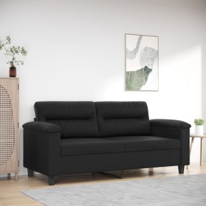 vidaXL 2-osobowa sofa, czarna, 140 cm, sztuczna skóra 1