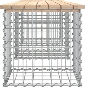 vidaXL Ławka ogrodowa z gabionem, 203x44x42 cm, lite drewno sosnowe 4