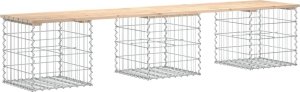 vidaXL Ławka ogrodowa z gabionem, 203x44x42 cm, lite drewno sosnowe 5