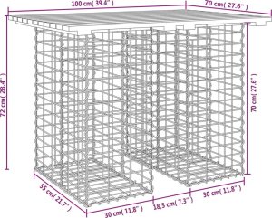 vidaXL Ławka ogrodowa z gabionem, 100x70x72 cm, lite drewno sosnowe 8
