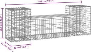 vidaXL Ławka ogrodowa z gabionem, 183x41x60,5 cm, drewno daglezjowe 8