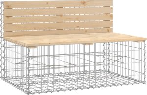 vidaXL Ławka ogrodowa z gabionem, 103x70x65 cm, lite drewno sosnowe 2