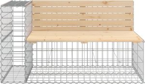 vidaXL Ławka ogrodowa z gabionem, 122x71x65,5 cm, lite drewno sosnowe 3