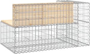 vidaXL Ławka ogrodowa z gabionem, 122x71x65,5 cm, lite drewno sosnowe 5
