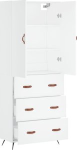 vidaXL Witrynka, biała, 69,5x34x180 cm, materiał drewnopochodny 4