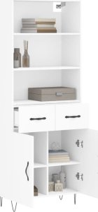 vidaXL Witrynka, biała, 69,5x34x180 cm, materiał drewnopochodny 3