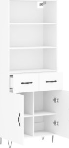 vidaXL Witrynka, biała, 69,5x34x180 cm, materiał drewnopochodny 4