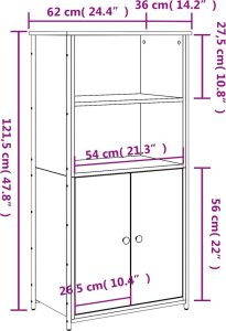 vidaXL Szafka, przydymiony dąb, 62x36x121,5cm 9