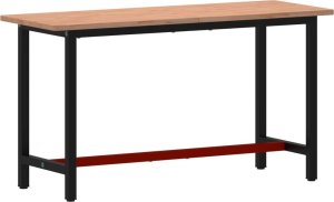 vidaXL Stół roboczy, 150x55x81,5 cm, lite drewno bukowe i metal 2
