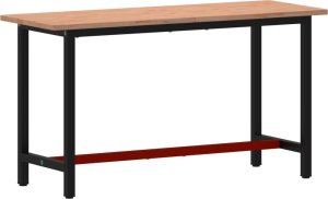vidaXL Stół roboczy, 150x55x81,5 cm, lite drewno bukowe i metal 5