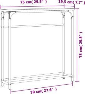 vidaXL Stolik konsolowy, czarny, 75x19,5x75 cm 9