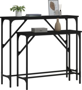 vidaXL Stoliki konsolowe, 2 szt., czarne 3
