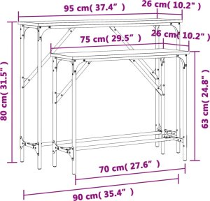 vidaXL Stoliki konsolowe, 2 szt., czarne 9