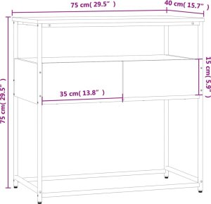 vidaXL Stolik konsolowy, dąb sonoma, 75x40x75 cm 11