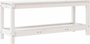 vidaXL Ławka ogrodowa, biała, 108x35x45 cm, lite drewno sosnowe 2