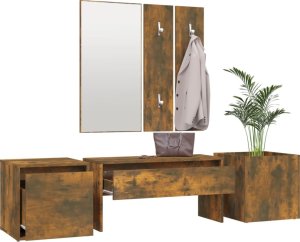vidaXL Zestaw mebli do przedpokoju, przydymiony dąb 4