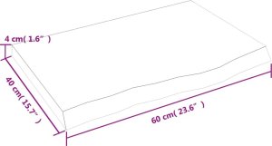 vidaXL Półka, ciemnobrązowa, 60x40x(2-4) cm, wykończone drewno dębowe 9