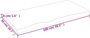 vidaXL Blat do łazienki, 100x50x(2-4) cm, surowe, lite drewno 8