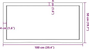 vidaXL Blat do łazienki, 100x50x(2-4) cm, surowe, lite drewno 9